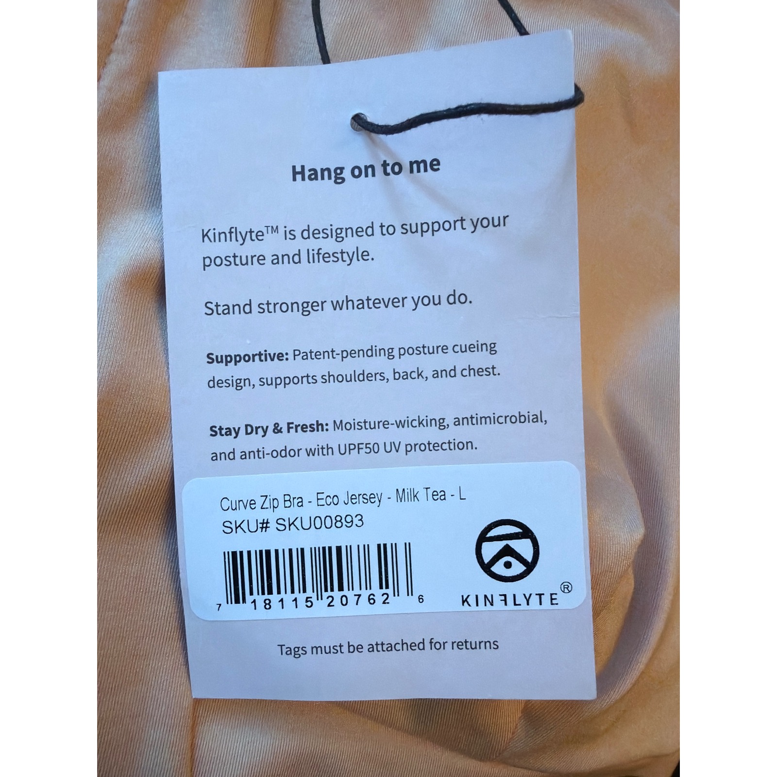 Kinflyte Curve Zip Bra Milk Tea Eco Jersey Posture Support Sports Bra Large L — image 3 of 5